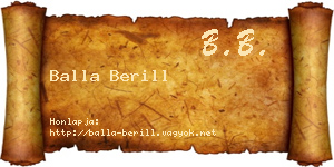 Balla Berill névjegykártya